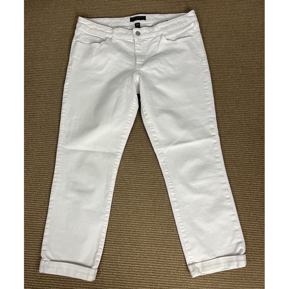 Banana Republic Skinny Crop Jeans Women 31/12 White Cotton Mid Rise Pants